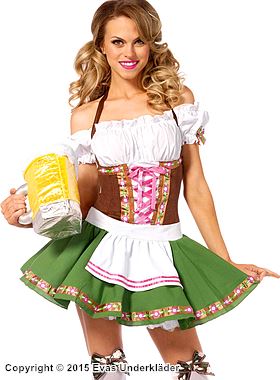 Oktoberfest-Bedienung, Dirndlkleid, Schnürung, Schürze, off shoulder